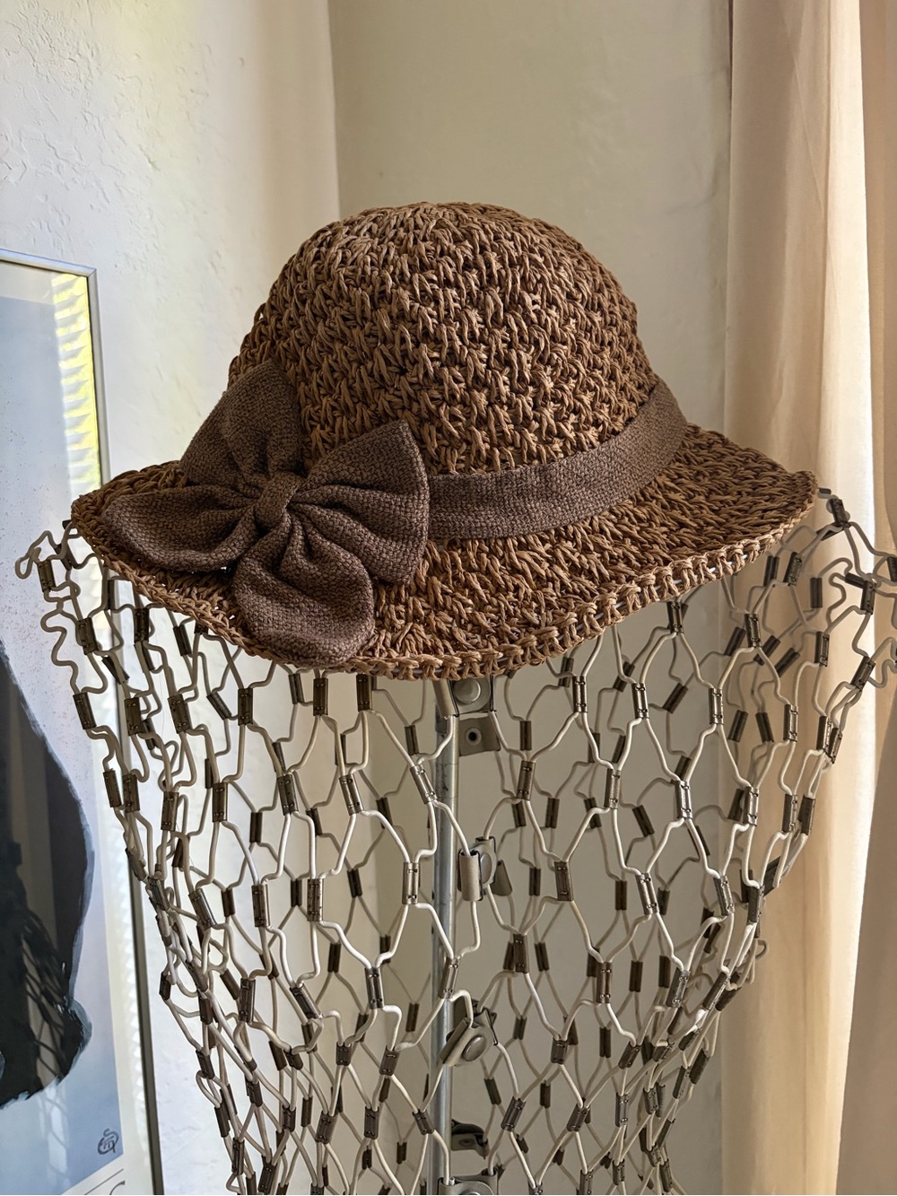 Vintage-style paper cloche hat—new